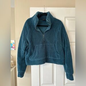 Lululemon athletica green jasper fleece funnel neck half zip scuba M/L